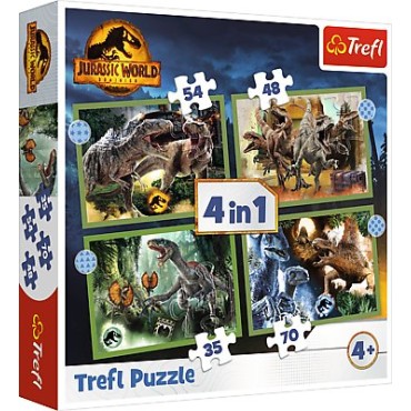 TREFL 34607 Puzzle 4w1 Groźne dinozaury