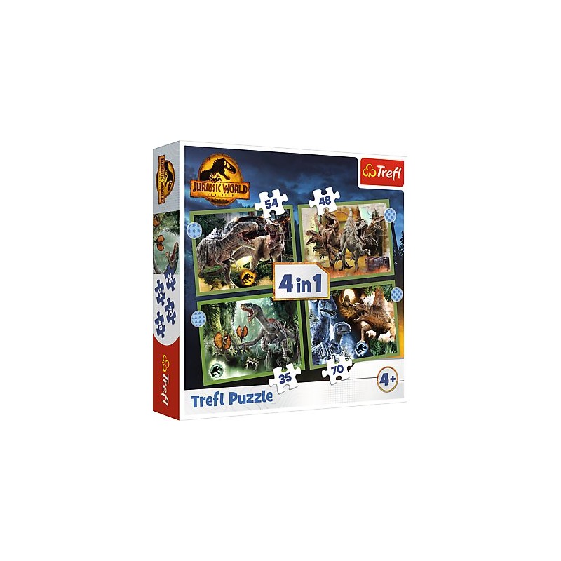 TREFL 34607 Puzzle 4w1 Groźne dinozaury