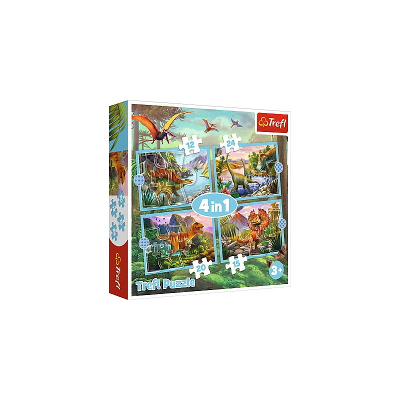 TREFL 34609 Puzzle 4w1 Wyjątkowe dinozaury