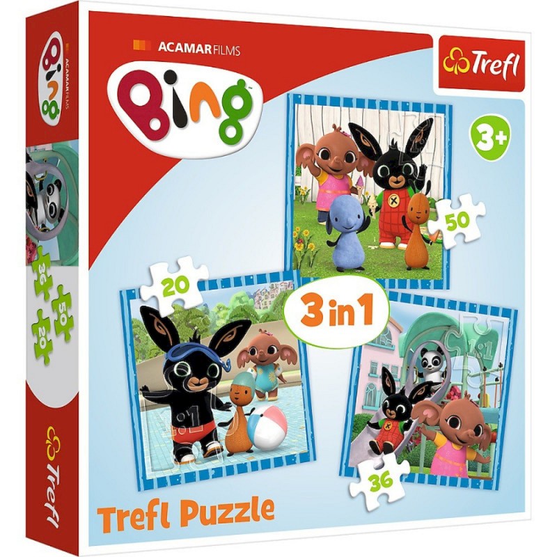 TREFL 34851 Puzzle 3w1 Zabawy z Przyjaciółmi Bing 3+