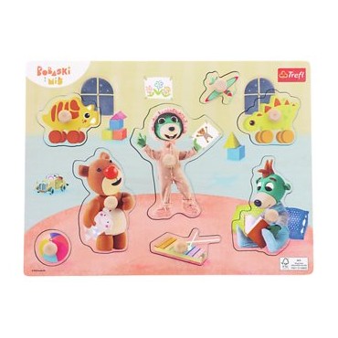 TREFL 61629 Zabawka drewniana - Puzzle medium Bobaski i Miś