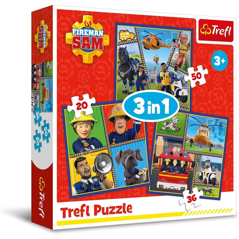 TREFL 34868 Puzzle 3w1 Dzień Strażaka Sama