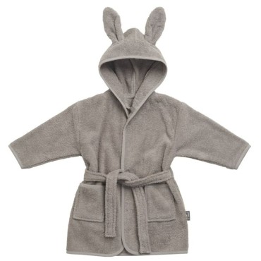 Jollein - Szlafroczek kąpielowy RABBIT z kapturem 1 - 2 lata FROTTE STORM GREY