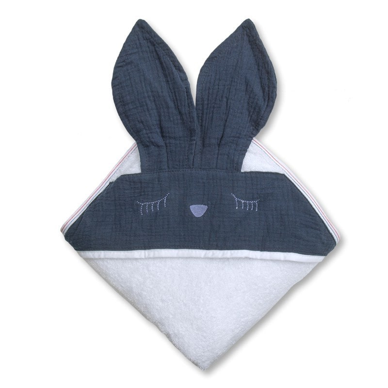 Hi Little One - Ręcznik z kapturem 100 x 100 SLEEPY BUNNY hooded bath towel Navy