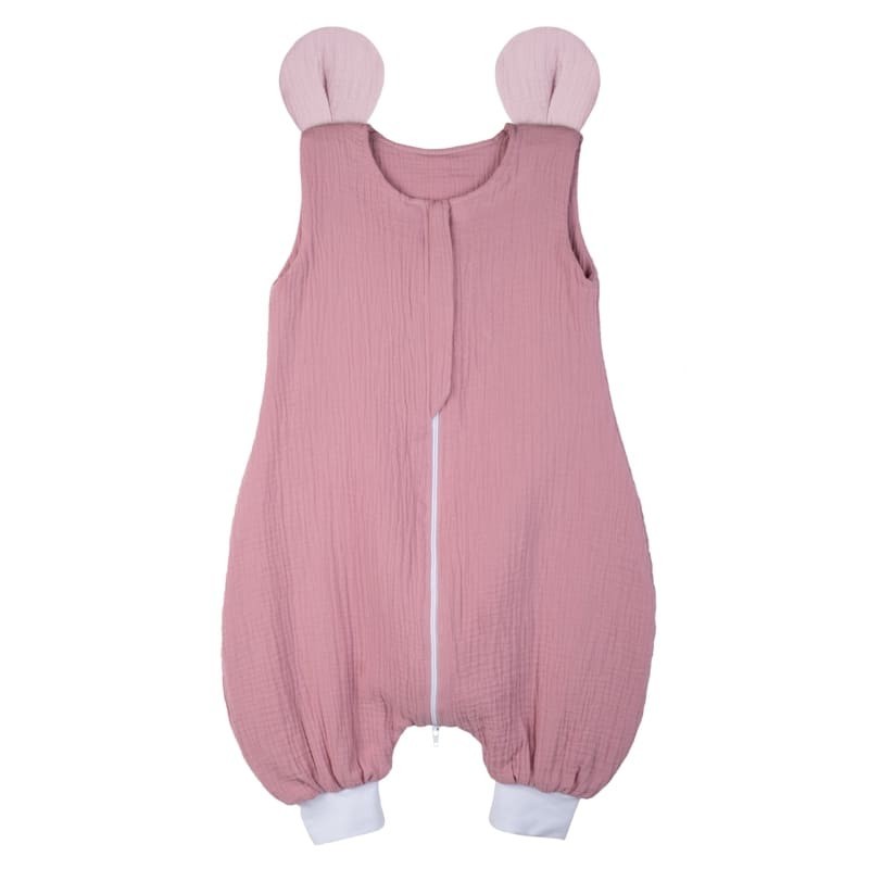 Hi Little One - śpiworek piżamka z bawełny muslin MOUSE Baby Pink & Blush roz M