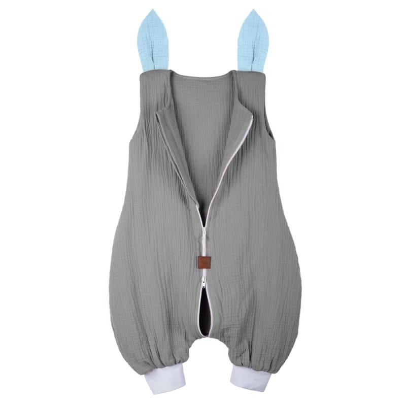 Hi Little One - śpiworek piżamka z bawełny muslin SLEEPY BUNNY Gray & Blue roz M