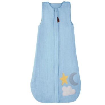 Hi Little One - śpiworek 2-warstwowy muslin Day & Night Baby Blue roz M