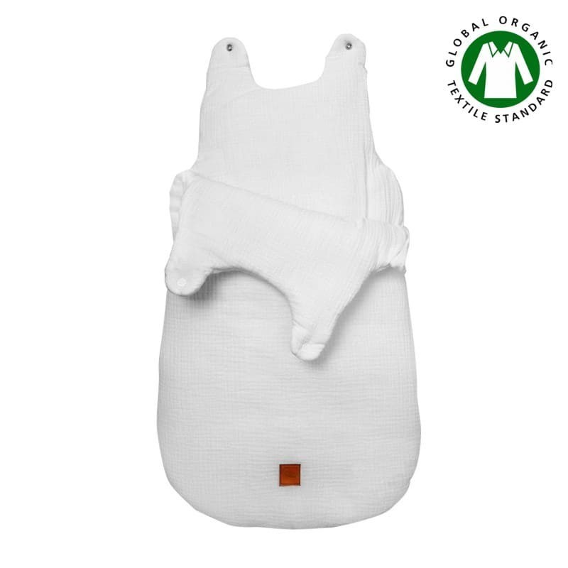 Hi Little One - śpiworek całoroczny z oddychającej organicznej BIO bawełny GOTS NEWBORN SLEEPBAG White S 0-3 mca