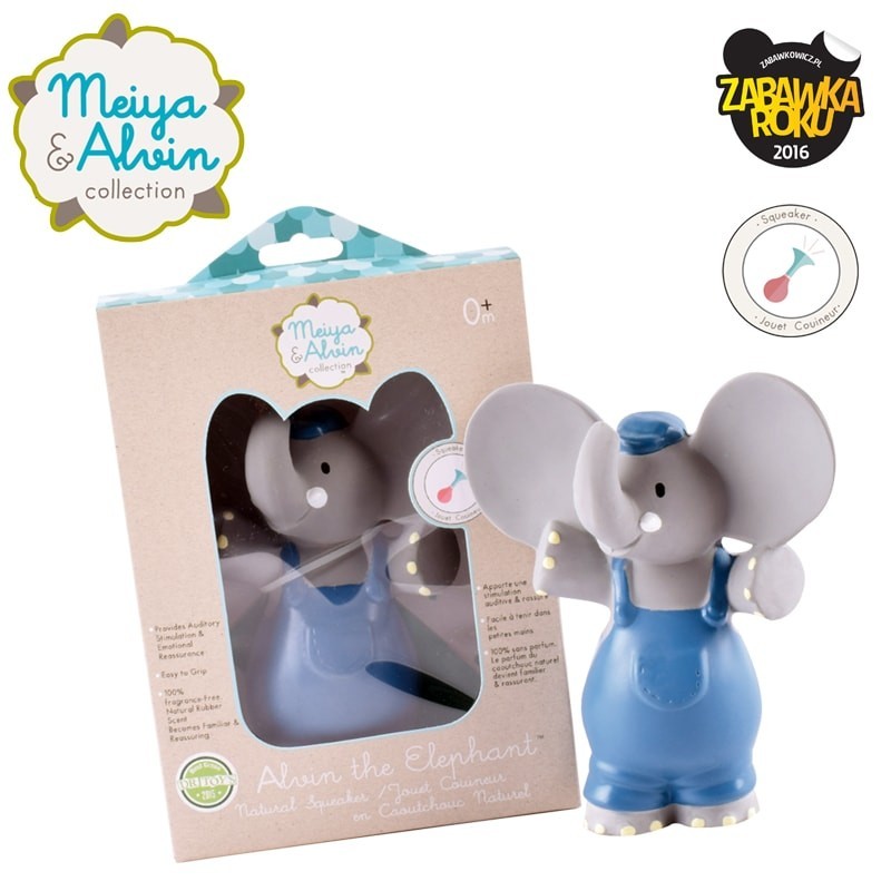 Meiya & Alvin - Gryzak piszczący z organicznego kauczuku Hevea Alvin Elephant