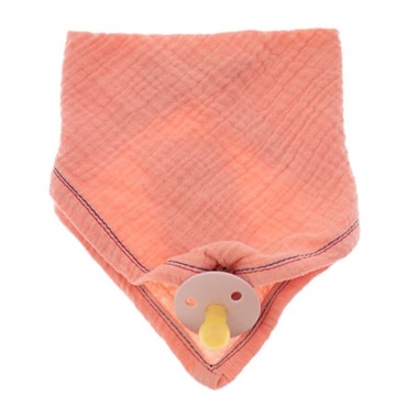 Hi Little One - bandana, śliniak z zawieszką na smoczek z organicznej BIO bawełny GOTS bandana bib 3in1 Salmon