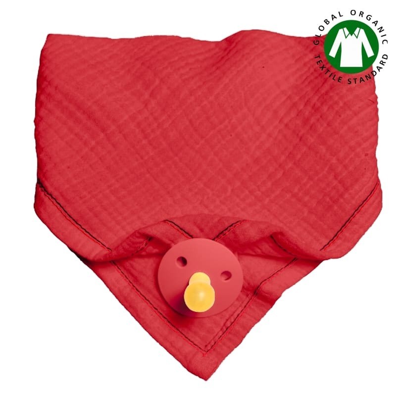 Hi Little One - bandana, śliniak z zawieszką na smoczek z organicznej BIO bawełny GOTS bandana bib 3in1 Strawberry