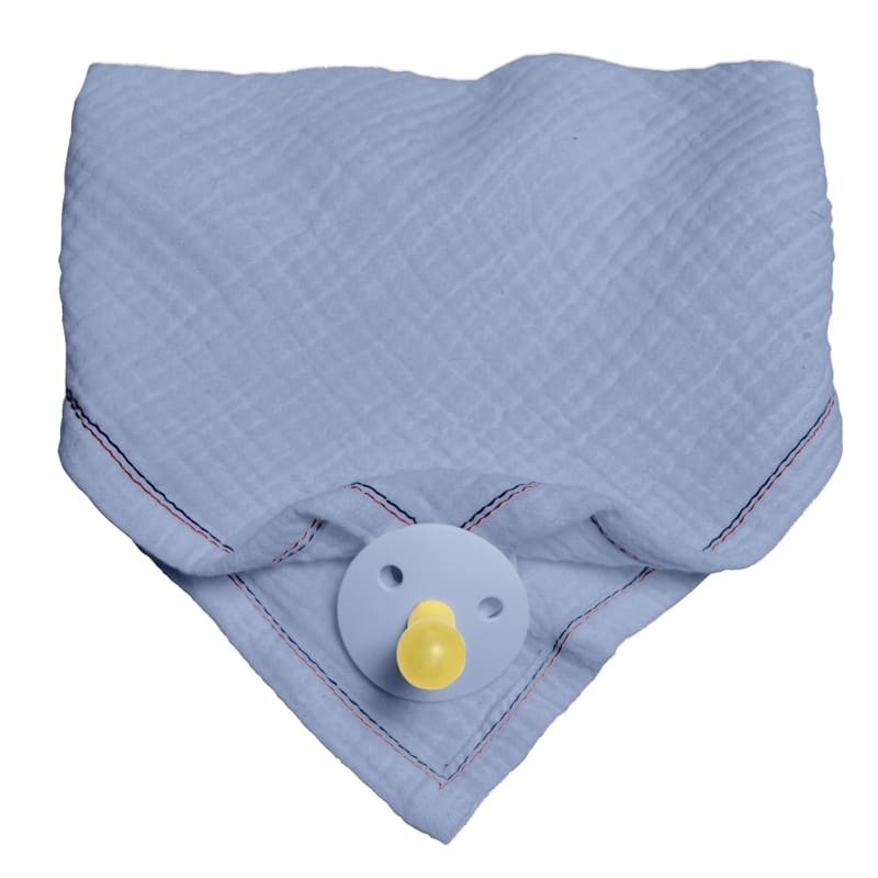 Hi Little One - bandana, śliniak z zawieszką na smoczek z organicznej BIO bawełny GOTS bandana bib 3in1 Baby Blue