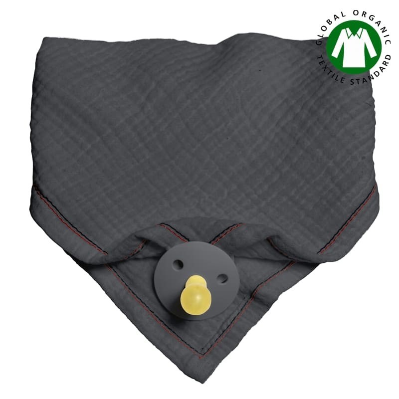 Hi Little One - bandana, śliniak z zawieszką na smoczek z organicznej BIO bawełny GOTS bandana bib 3in1 Iron