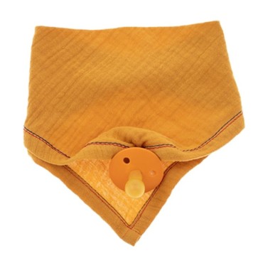 Hi Little One - bandana, śliniak z zawieszką na smoczek z organicznej BIO bawełny GOTS bandana bib 3in1 Apricot