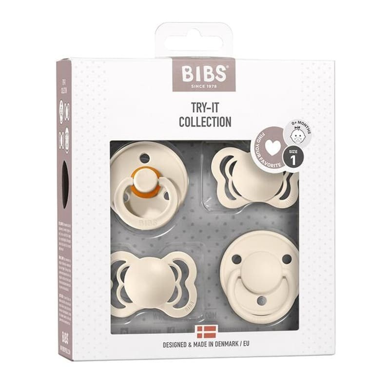 BIBS TRY-IT PACK IVORY 4 smoczkowy zestaw prezentowy smoczków niemowlęcych