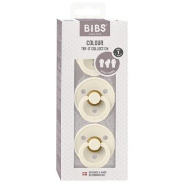 BIBS TRY-IT PACK IVORY 3 smoczkowy zestaw prezentowy dla Noworodka