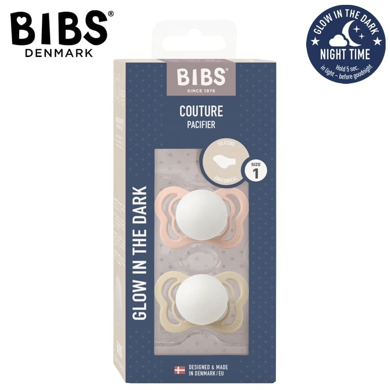 BIBS COUTURE 2-PACK BLUSH NIGHT & VANILLA NIGHT S Smoczek Anatomiczny silikonowy