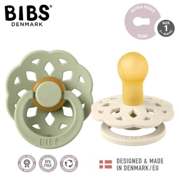 BIBS BOHEME 2-PACK IVORY & SAGE S Smoczek Uspokajający kauczuk Hevea