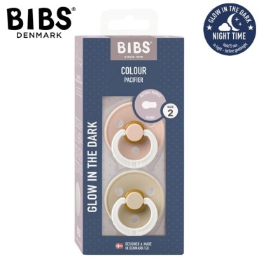 BIBS COLOUR 2-PACK BLUSH NIGHT &  VANILIA NIGHT M Smoczek Uspokajający kauczuk Hevea