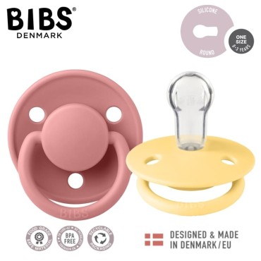 BIBS DE LUX 2-PACK PALE BUTTER & DUSTY PINK Smoczek uspokajający silikonowy ONE SIZE