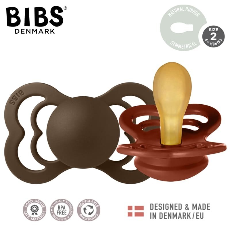 BIBS SUPREME 2-PACK RUST & MOCHA M Smoczek Symetryczny kauczuk Hevea