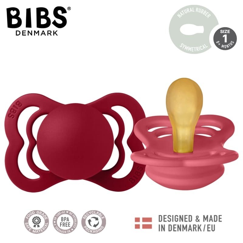 BIBS SUPREME 2-PACK CORAL & RUBY S Smoczek Symetryczny kauczuk Hevea