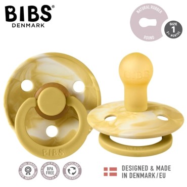 BIBS COLOUR TIE DIY COLLECTION 2-PACK MUSTARD IVORY & MUSTARD IVORY S Smoczek Uspokajający kauczuk Hevea