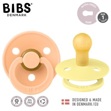 BIBS COLOUR 2-PACK SUNSHINE & PEACH SUNSET S Smoczek Uspokajający kauczuk Hevea