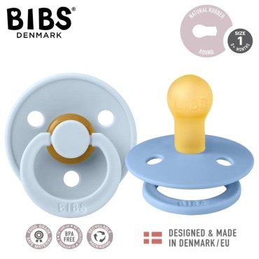 BIBS COLOUR 2-PACK SKY BLUE & BABY BLUE S Smoczek Uspokajający kauczuk Hevea