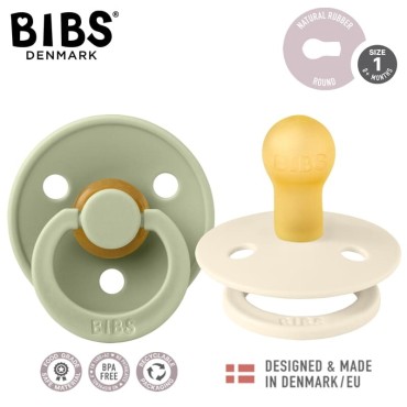 BIBS COLOUR 2-PACK SAGE & IVORY S Smoczek Uspokajający kauczuk Hevea