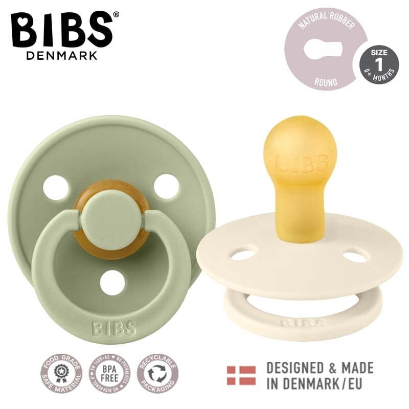 BIBS COLOUR 2-PACK SAGE & IVORY S Smoczek Uspokajający kauczuk Hevea