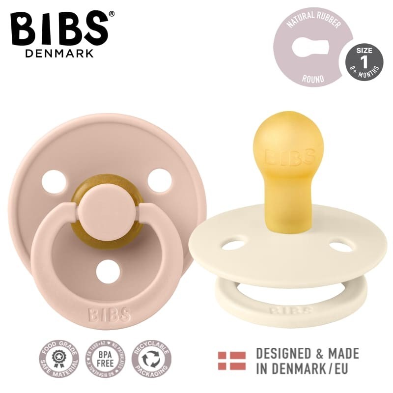 BIBS COLOUR 2-PACK BLUSH & IVORY S Smoczek uspokajający kauczuk Hevea