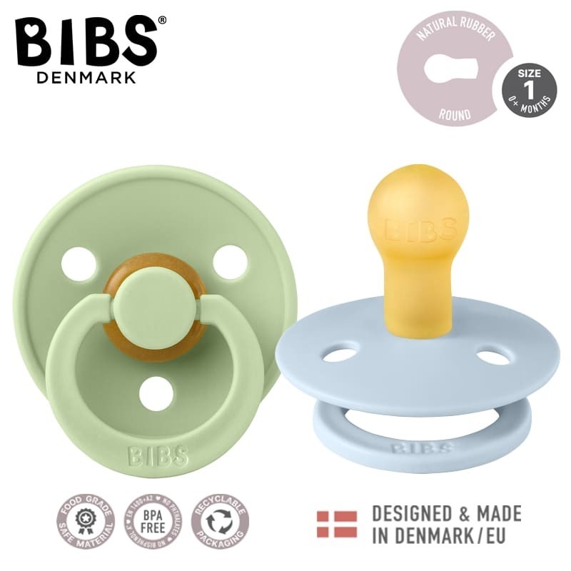 BIBS COLOUR 2-PACK BABY BLUE & PISTACHIO S Smoczek Uspokajający kauczuk Hevea