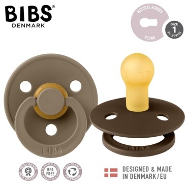 BIBS COLOUR 2-PACK MOCHA & DARK OAK S Smoczek Uspokajający kauczuk Hevea