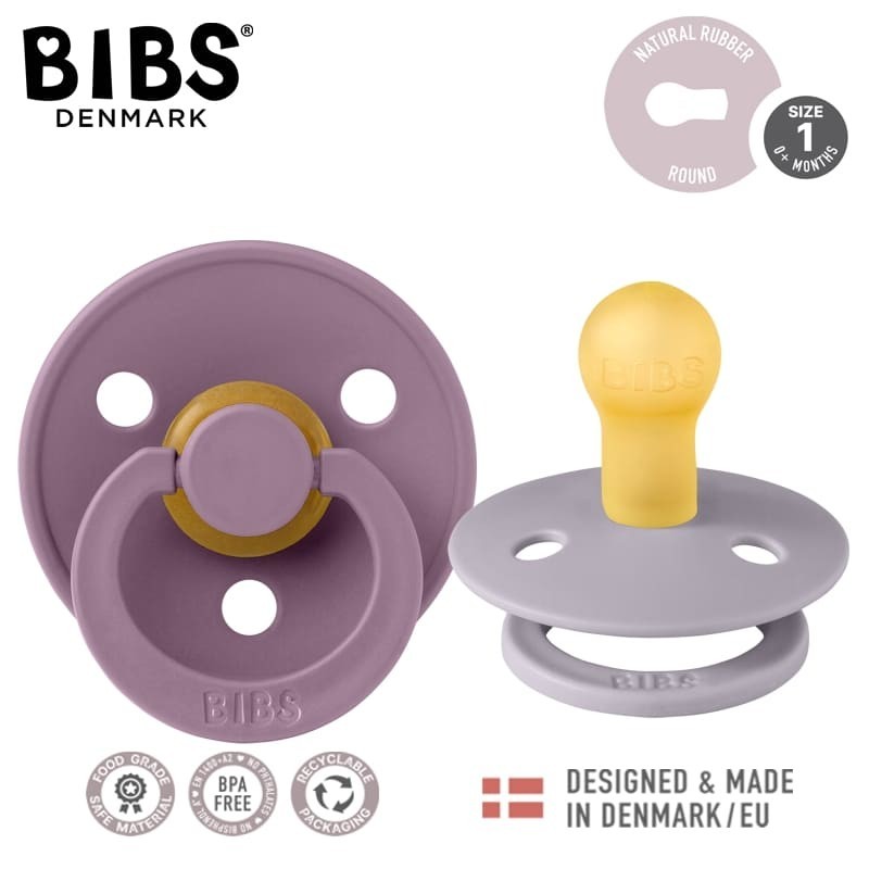 BIBS COLOUR 2-PACK FOSSIL GREY & MAUVE S Smoczek Uspokajający kauczuk Hevea