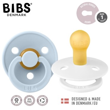 BIBS COLOUR 2-PACK WHITE & BABY BLUE S Smoczek Uspokajający kauczuk Hevea