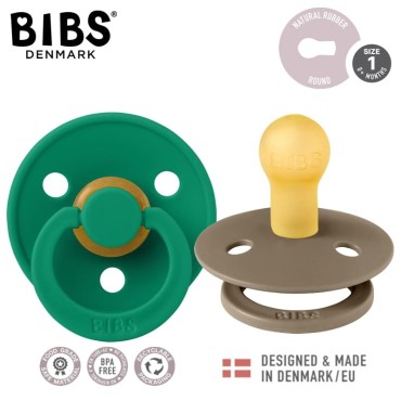 BIBS COLOUR 2-PACK DARK OAK & EVERGREEN S Smoczek Uspokajający kauczuk Hevea