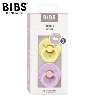 BIBS COLOUR 2-PACK SUNSHINE & VIOLET SKY M Smoczek Uspokajający kauczuk Hevea