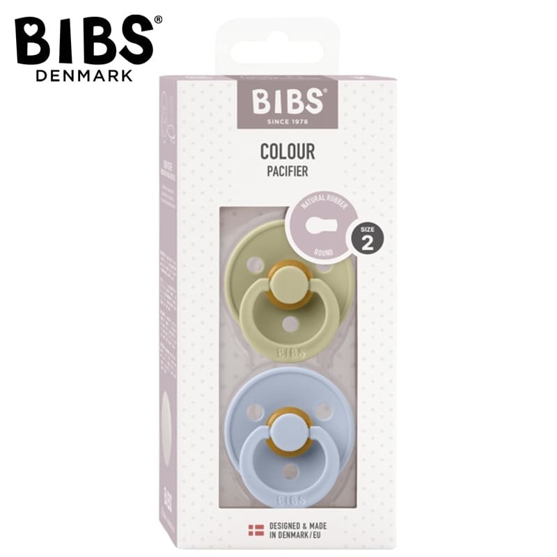 BIBS COLOUR 2-PACK KHAKI & DUSTY BLUE M Smoczek Uspokajający kauczuk Hevea