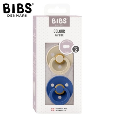 BIBS COLOUR 2-PACK VANILLA & CORNFLOWER M Smoczek Uspokajający kauczuk Hevea