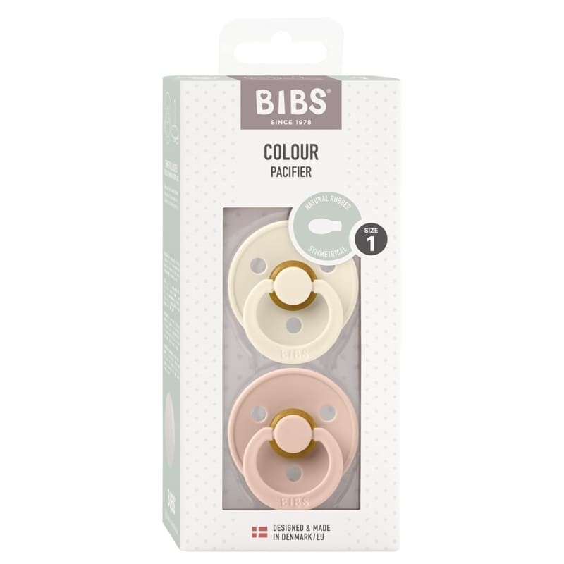 BIBS COLOUR SYMMETRICAL 2-PACK IVORY & BLUSH S Smoczek Symetryczny kauczuk Hevea