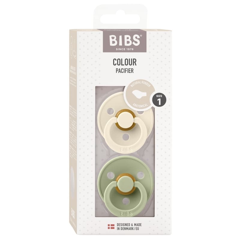 BIBS COLOUR ANATOMICAL 2-PACK IVORY & SAGE S Smoczek Anatomiczny kauczuk Hevea