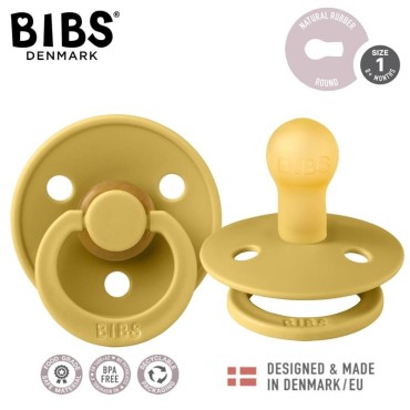 BIBS DUO COLOUR MUSTARD S Smoczek uspokajający kauczuk Hevea