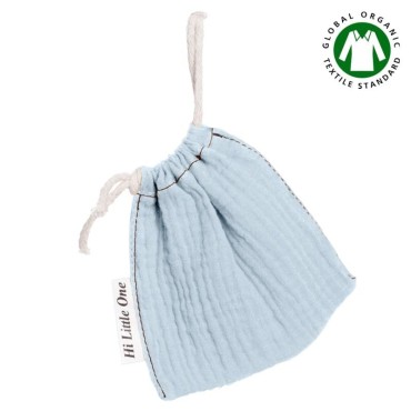 Hi Little One - Woreczek na smoczek z organicznej BIO bawełny GOTS muslin pacifier bag Baby Blue