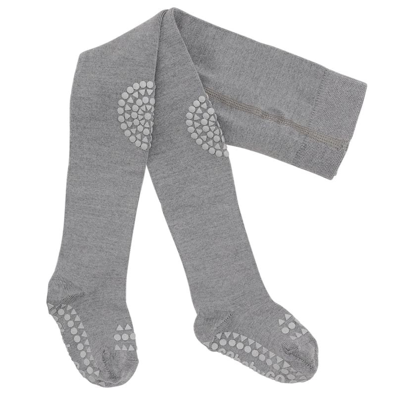 GoBabyGo - antypoślizgowe rajstopy do raczkowania i nauki chodzenia WOOL Grey Melange 12-18 m-cy