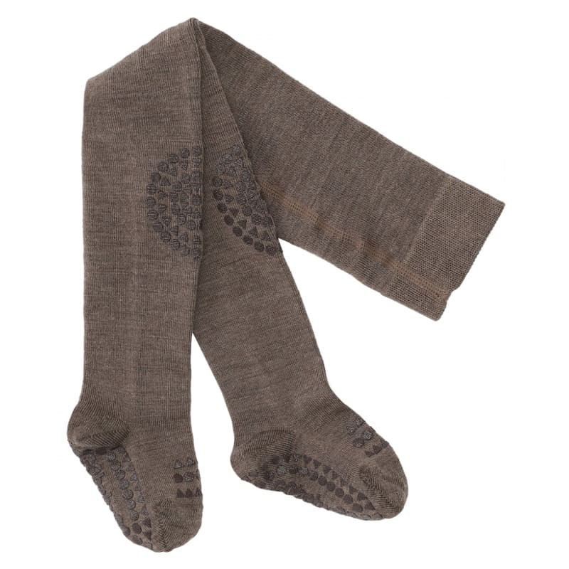 GoBabyGo - antypoślizgowe rajstopy do raczkowania i nauki chodzenia WOOL Brown Melange 12-18 m-cy