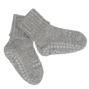 GoBabyGo - wełniane antypoślizgowe skarpetki do nauki chodzenia ALPACA Grey Melange 6-12 m-cy