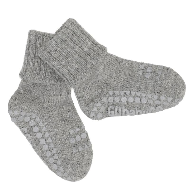 GoBabyGo - wełniane antypoślizgowe skarpetki do nauki chodzenia ALPACA Grey Melange 1-2 lata