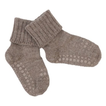 GoBabyGo - wełniane antypoślizgowe skarpetki do nauki chodzenia ALPACA Walnut 6-12 m-cy