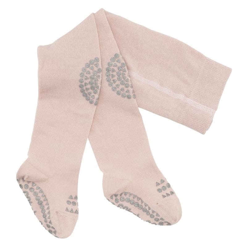 GoBabyGo - antypoślizgowe rajstopy do nauki chodzenia Soft Pink Glitter 12-18 m-cy